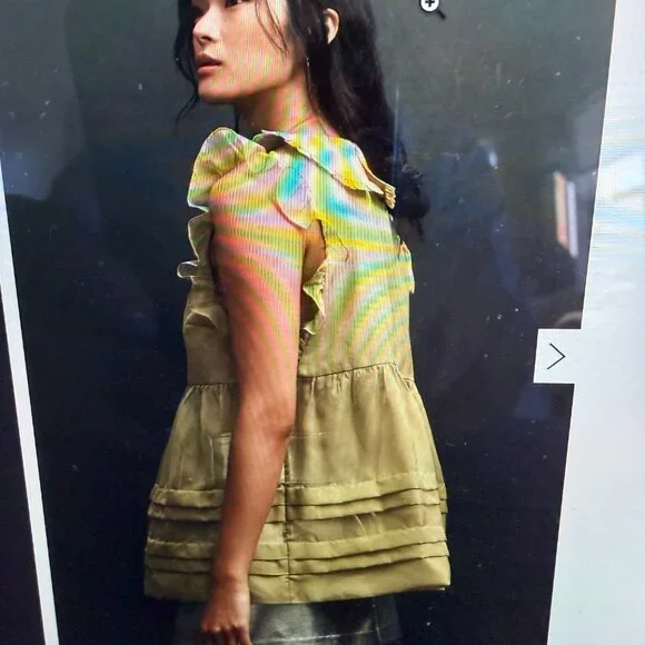 ANTHROPOLOGIE'S Maeve Peter Pan Collar Sheer Pintuck Babydoll Tank - Picture 3 of 9